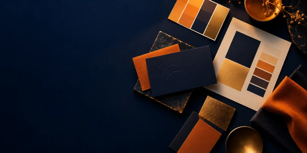 Brand identity materials - colour swatches, card and fabric samples